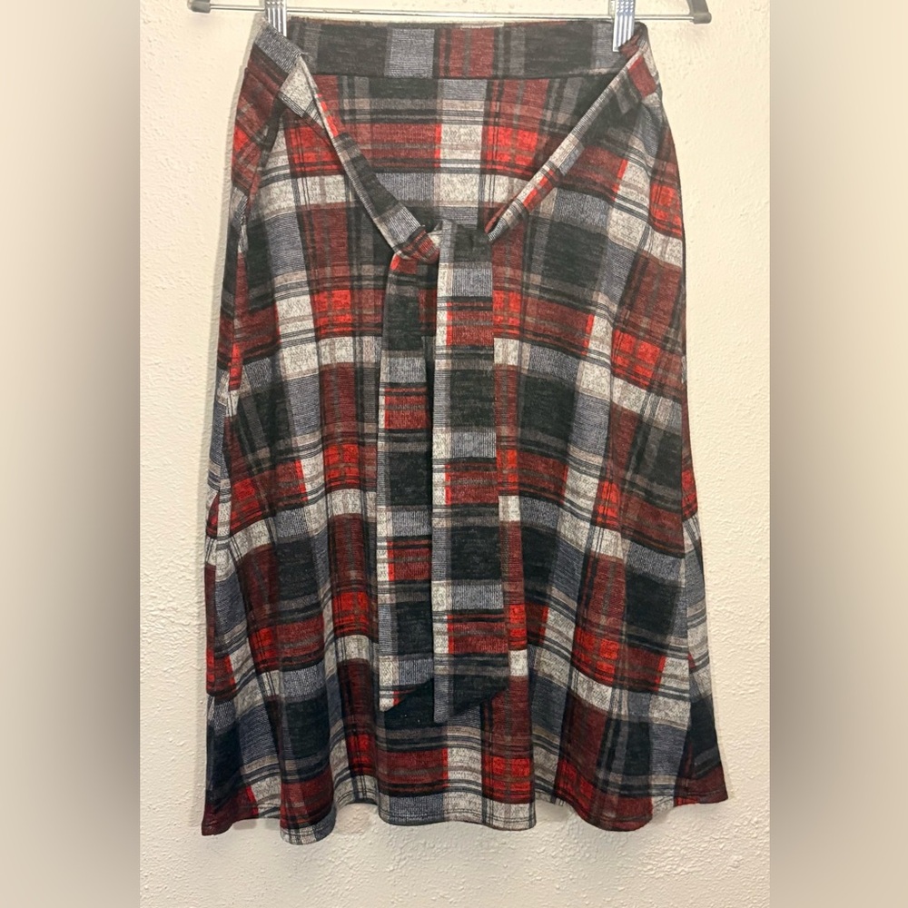 NYCC New York Clothing Co Plaid Midi Skirt Multicolor Womens Sz M Elastic Waist - Picture 1 of 6